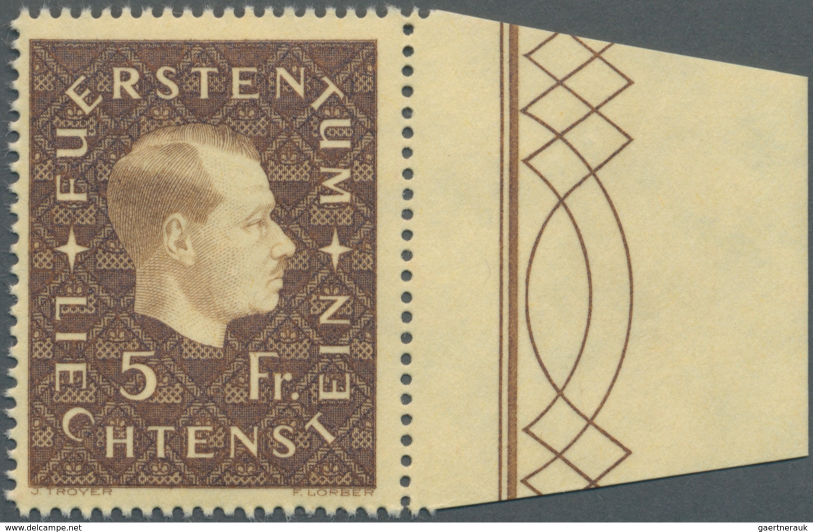 Liechtenstein: 1939, Fürst Franz Joseph II. 5 Fr. Bestand Mit 32 Werten Dabei Etliche Viererblocks A - Sammlungen