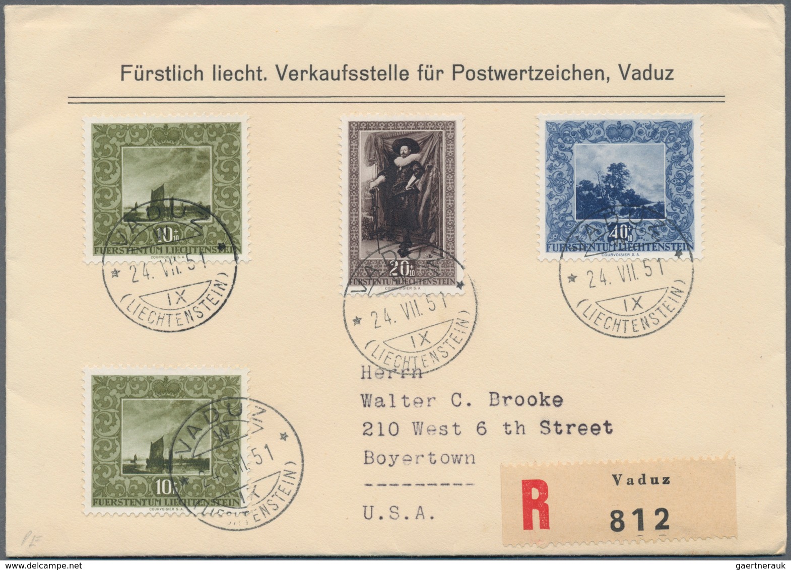 Liechtenstein: 1948/1954, Partie von 28 (meist verschiedenen) besseren FDCs, etliche per Einschreibe