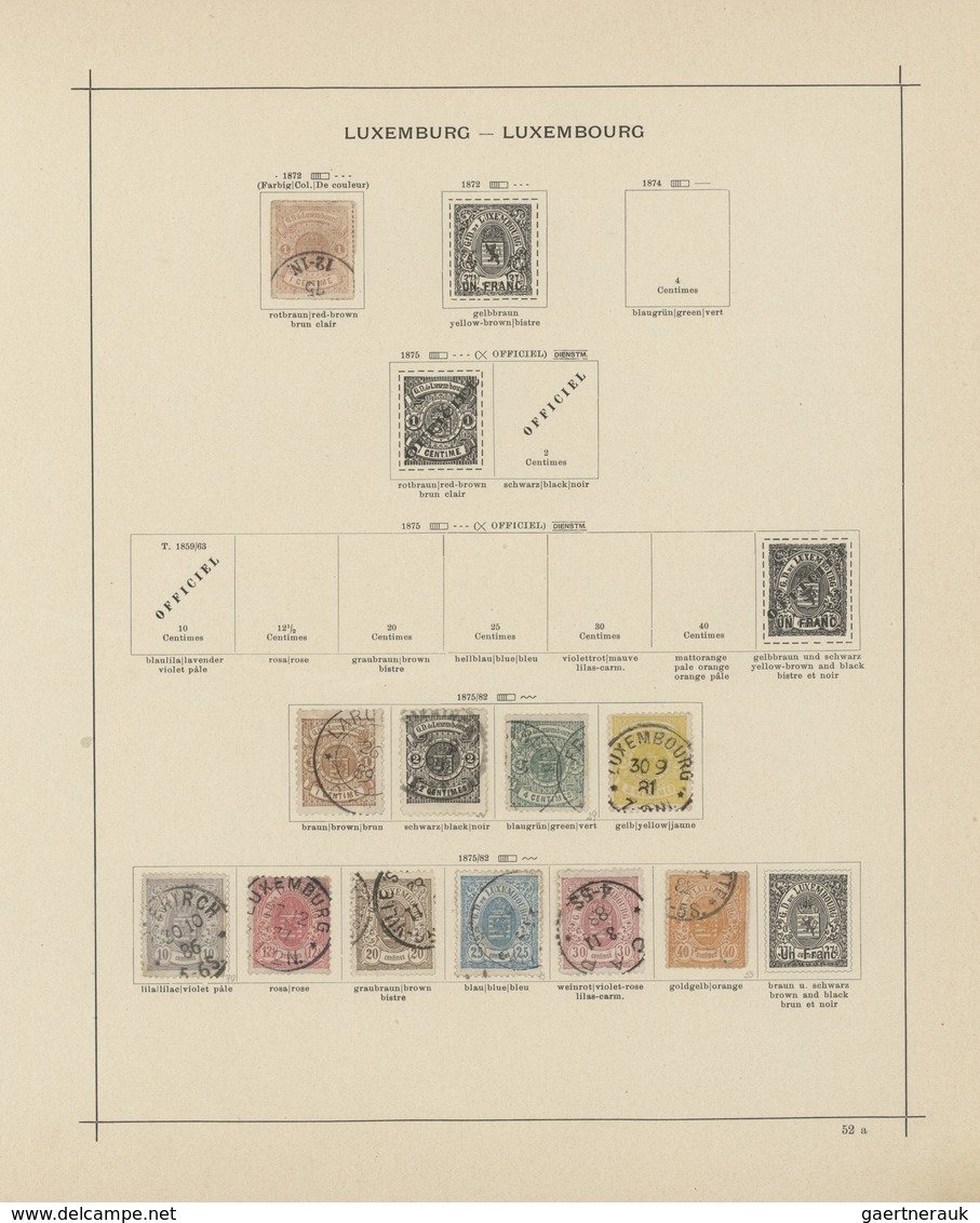 Luxemburg: 1852/1970, Mainly Used Collection On Ancient Schaubek Pages, Well Collected Throughout Wi - Other & Unclassified