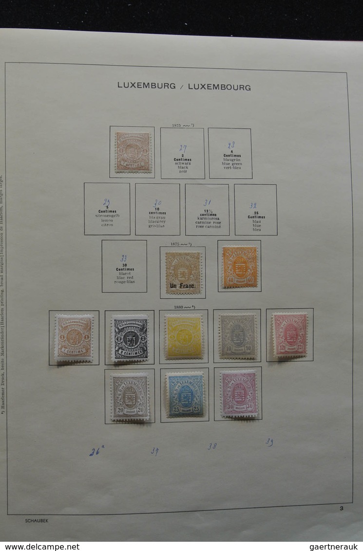 Luxemburg: 1875-1974: Well Filled, Mint Hinged Collection Luxembourg 1875-1974 In Schaubek Album. Co - Other & Unclassified