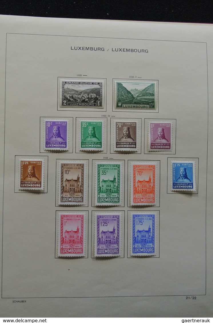 Luxemburg: 1875-1974: Well filled, mint hinged collection Luxembourg 1875-1974 in Schaubek album. Co