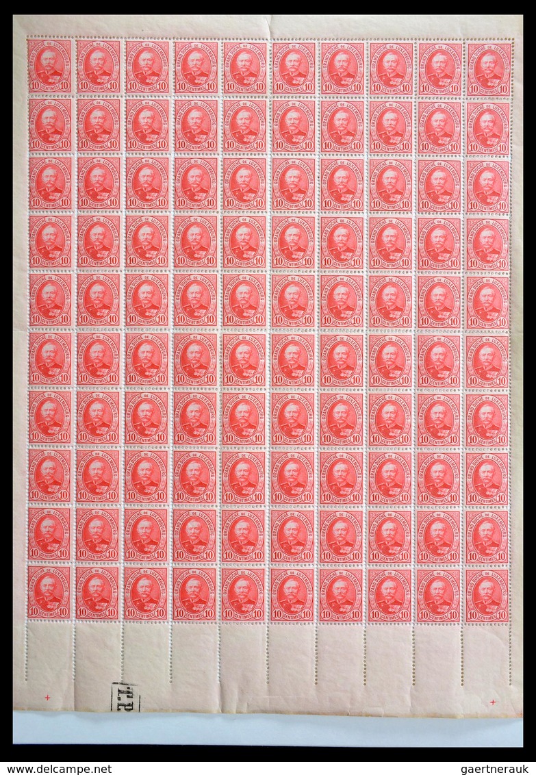 Luxemburg: 1891-1893: Lot MNH Sheets And Sheetparts Of Luxembourg 1891-1893, 10 Cents Till 1 Frank, - Other & Unclassified