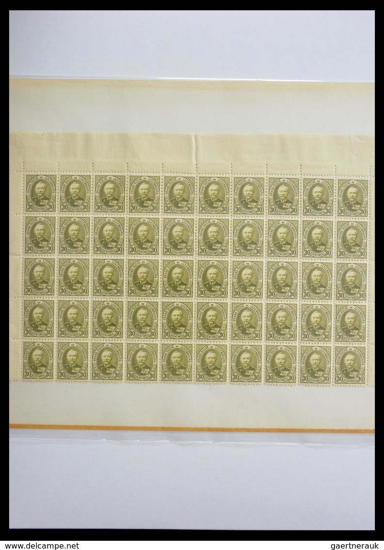 Luxemburg: 1891-1893: Lot MNH Sheets And Sheetparts Of Luxembourg 1891-1893, 10 Cents Till 1 Frank, - Other & Unclassified