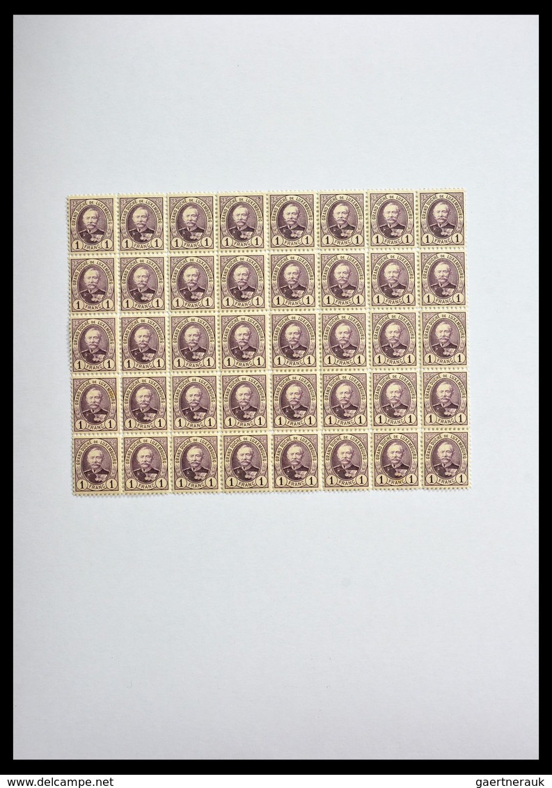 Luxemburg: 1891-1893: Lot MNH sheets and sheetparts of Luxembourg 1891-1893, 10 cents till 1 Frank,