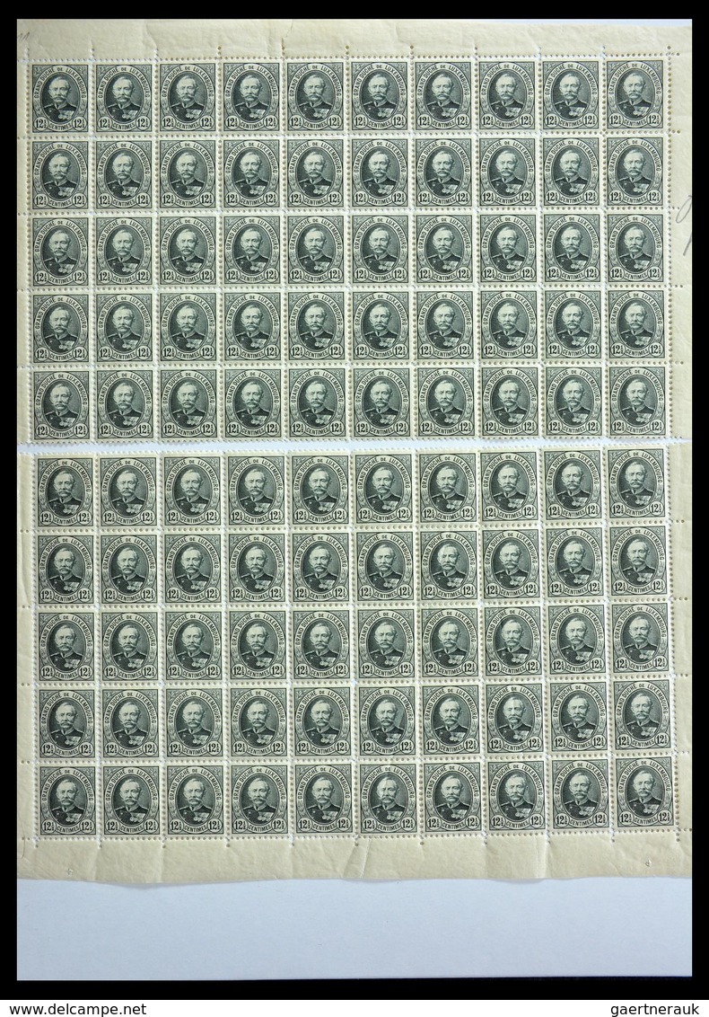 Luxemburg: 1891-1893: Lot MNH sheets and sheetparts of Luxembourg 1891-1893, 10 cents till 1 Frank,