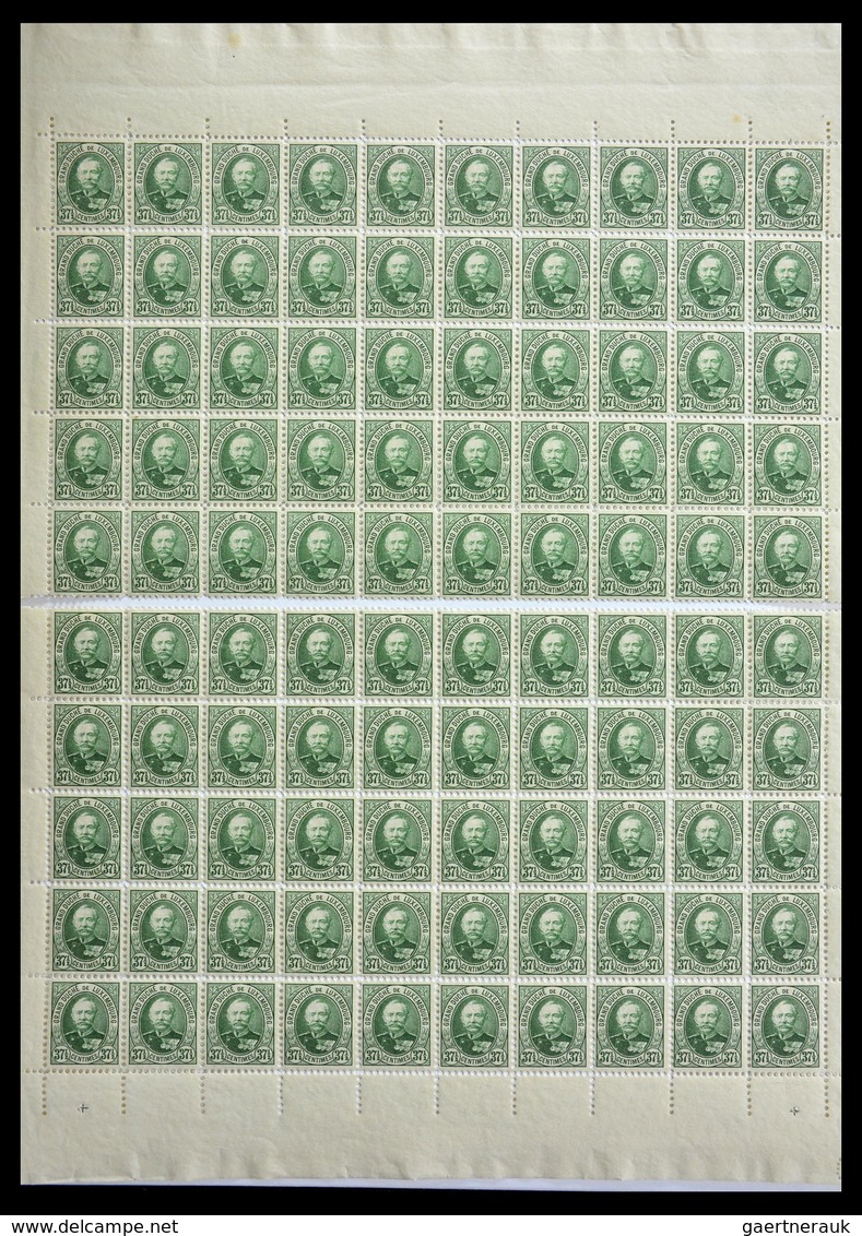 Luxemburg: 1891-1893: Lot MNH sheets and sheetparts of Luxembourg 1891-1893, 10 cents till 1 Frank,