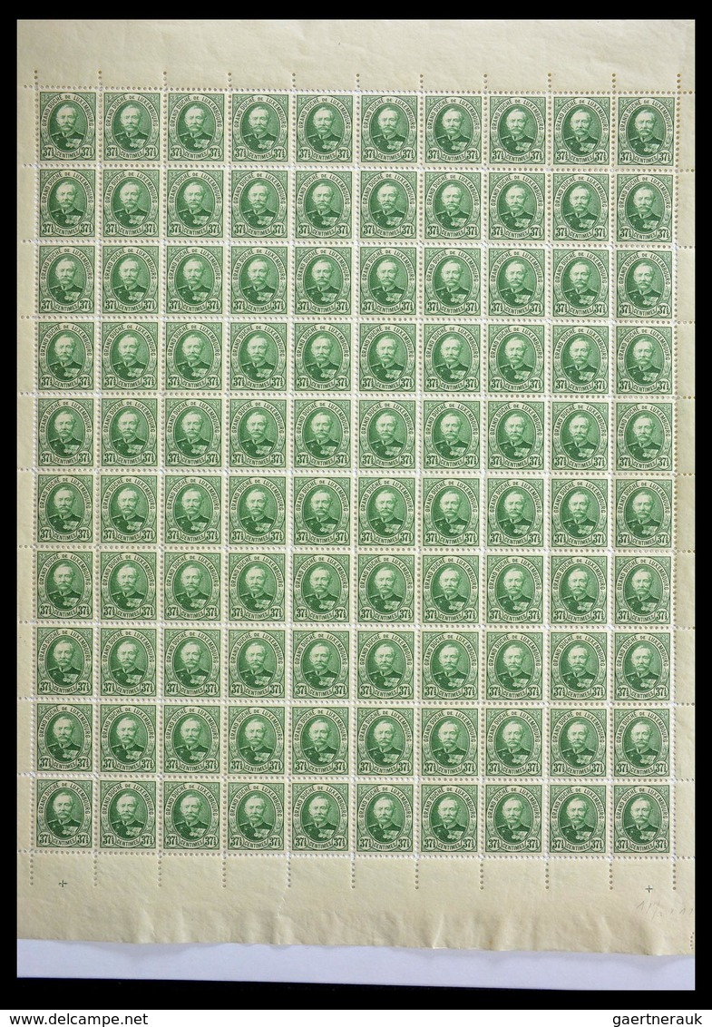 Luxemburg: 1891-1893: Lot MNH sheets and sheetparts of Luxembourg 1891-1893, 10 cents till 1 Frank,