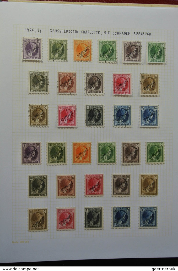 Luxemburg - Dienstmarken: 1875-1935: Very well filled, mint hinged and used, partly double collectio