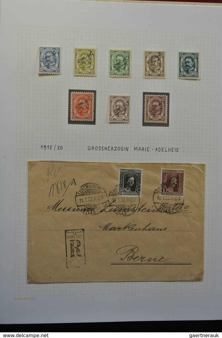 Luxemburg - Dienstmarken: 1875-1935: Very well filled, mint hinged and used, partly double collectio