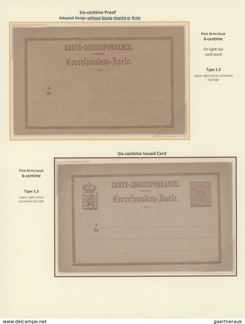 Luxemburg - Ganzsachen: 1870-1882 LUXEMBOURG'S COAT OF ARMS POSTAL STATIONERY: Exhibition collection