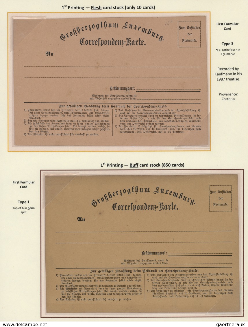 Luxemburg - Ganzsachen: 1870-1882 LUXEMBOURG'S COAT OF ARMS POSTAL STATIONERY: Exhibition collection