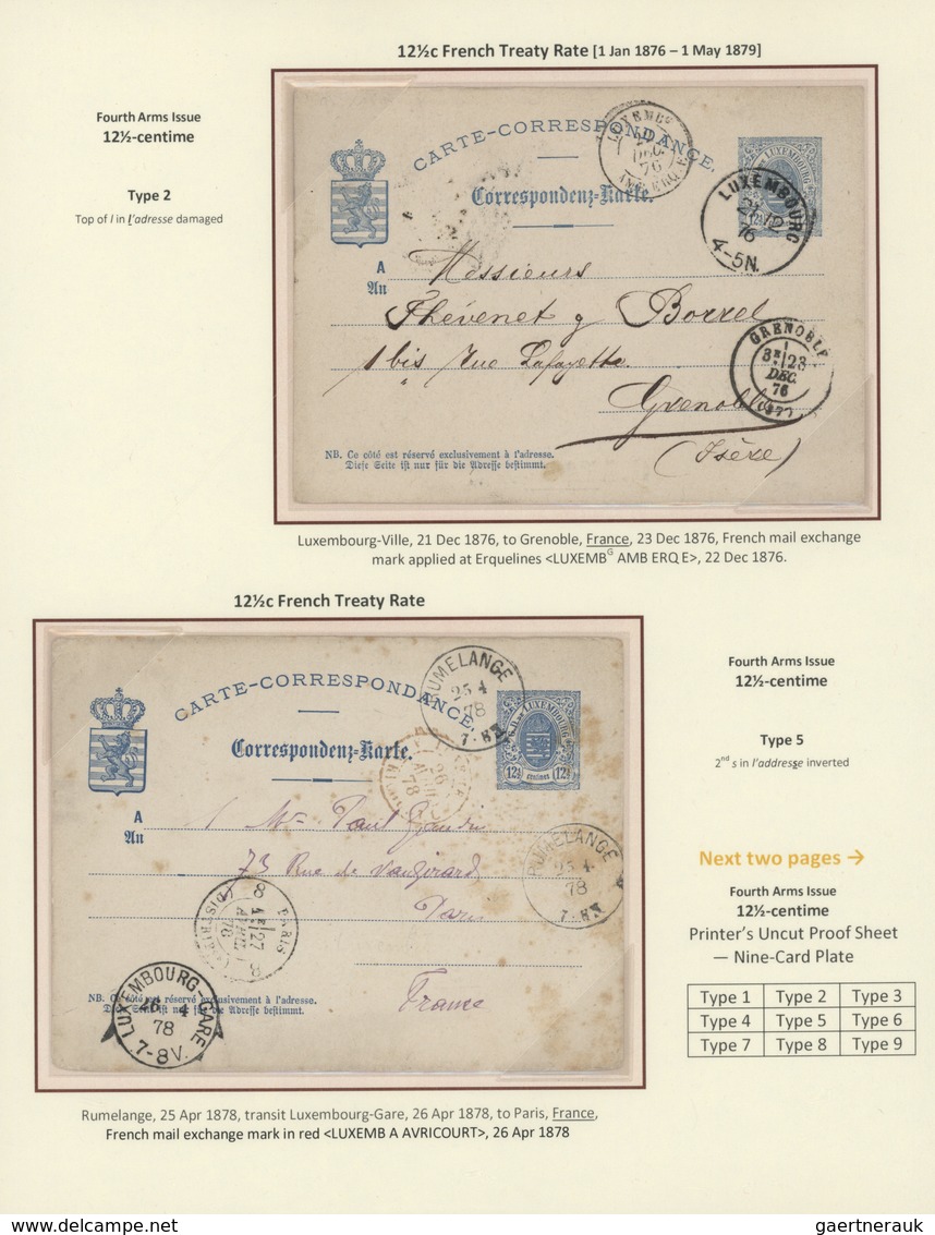 Luxemburg - Ganzsachen: 1870-1882 LUXEMBOURG'S COAT OF ARMS POSTAL STATIONERY: Exhibition collection