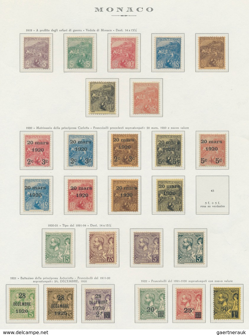 Monaco: 1885-1922, Unused/mint Never Hinged Collection On Printed Forms, As Well 1 C. To 75 C. Posta - Ungebraucht