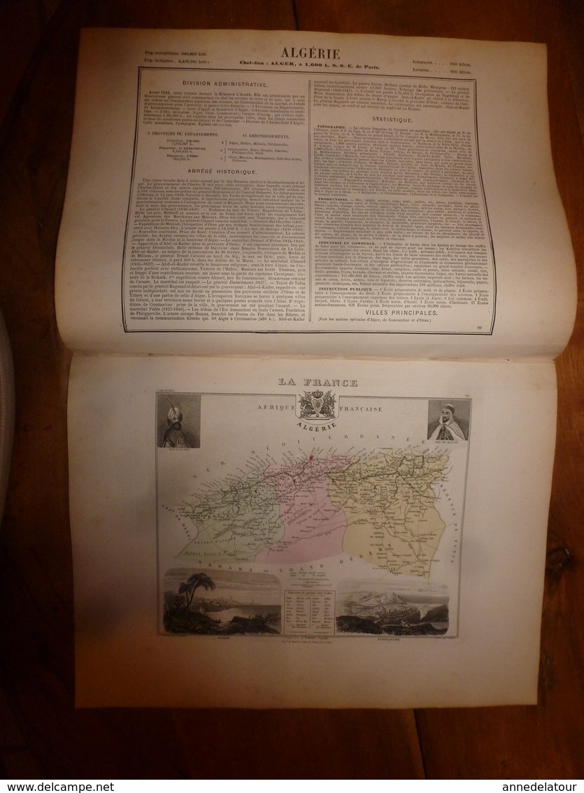 1880 ALGERIE  (Alger,Constantine,Oran,Bône,Sétif,Tlemcen,Bougie,Guelma,etc) Carte Géo-Descriptive: Edit Migeon,géograph - Cartes Géographiques