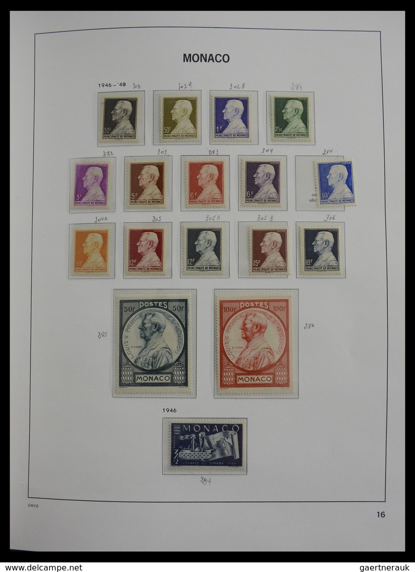 Monaco: 1885-2013: Very well filled, MNH and mint hinged collection Monaco 1885-2013 in 6 Davo luxe