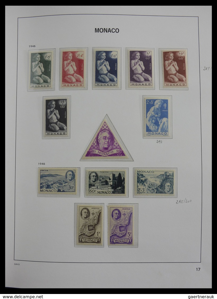 Monaco: 1885-2013: Very well filled, MNH and mint hinged collection Monaco 1885-2013 in 6 Davo luxe