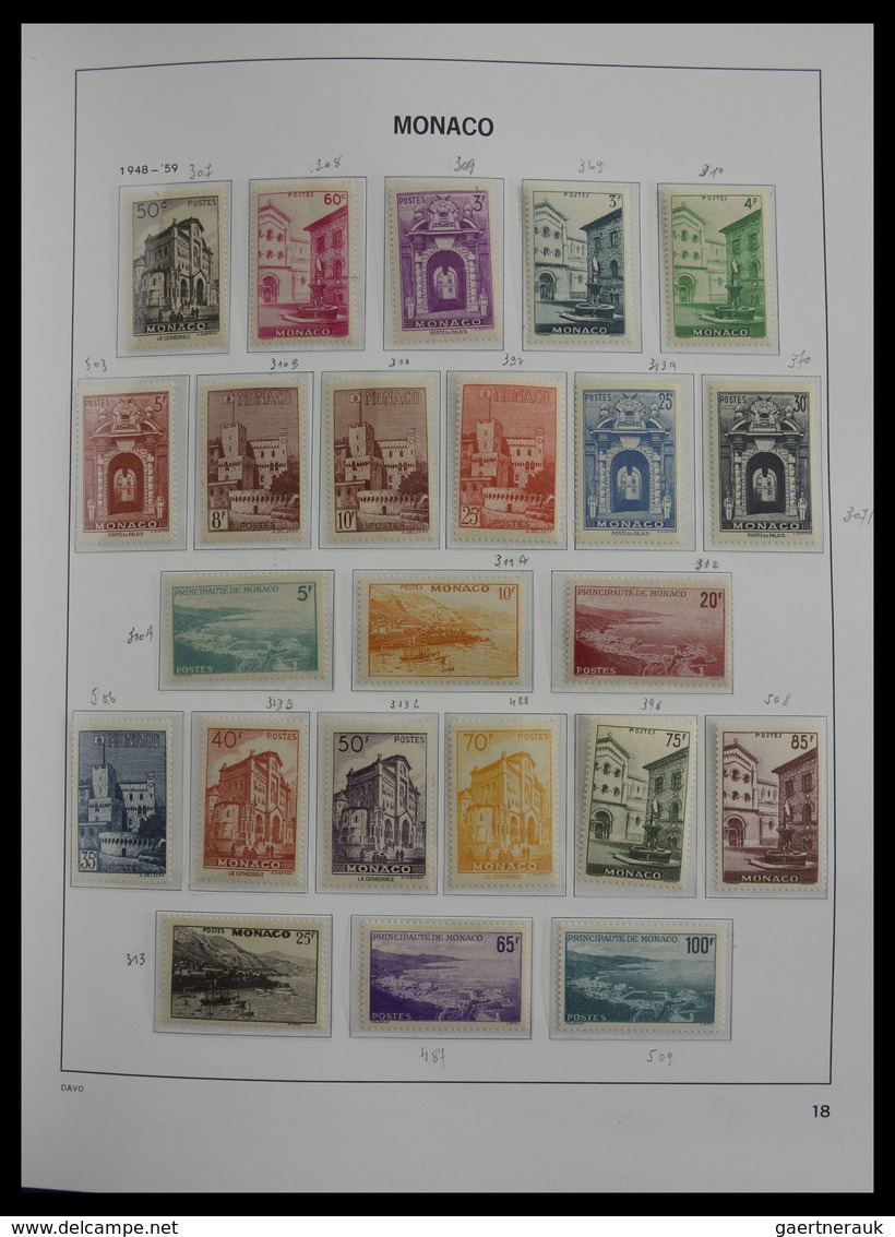 Monaco: 1885-2013: Very well filled, MNH and mint hinged collection Monaco 1885-2013 in 6 Davo luxe