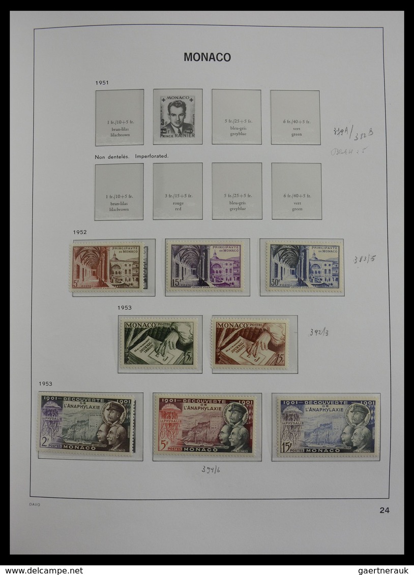 Monaco: 1885-2013: Very well filled, MNH and mint hinged collection Monaco 1885-2013 in 6 Davo luxe