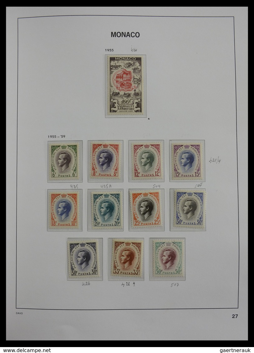 Monaco: 1885-2013: Very well filled, MNH and mint hinged collection Monaco 1885-2013 in 6 Davo luxe