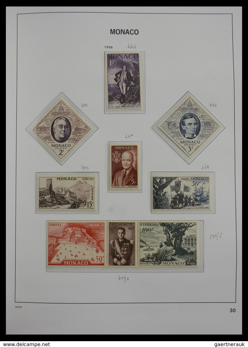 Monaco: 1885-2013: Very well filled, MNH and mint hinged collection Monaco 1885-2013 in 6 Davo luxe