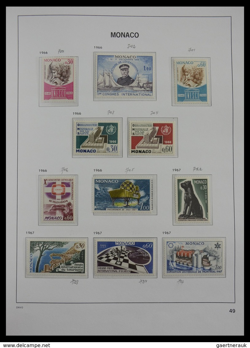 Monaco: 1885-2013: Very well filled, MNH and mint hinged collection Monaco 1885-2013 in 6 Davo luxe