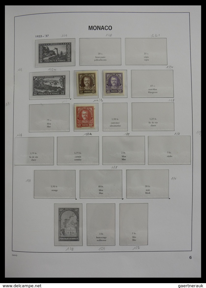 Monaco: 1885-2013: Very well filled, MNH and mint hinged collection Monaco 1885-2013 in 6 Davo luxe