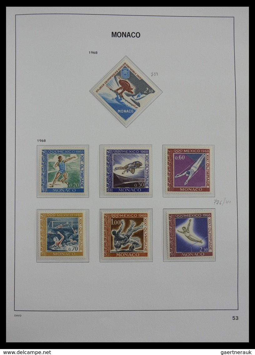 Monaco: 1885-2013: Very well filled, MNH and mint hinged collection Monaco 1885-2013 in 6 Davo luxe