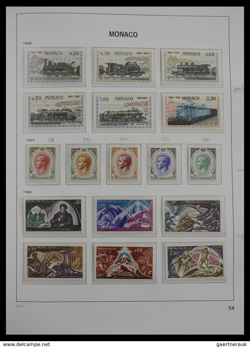 Monaco: 1885-2013: Very well filled, MNH and mint hinged collection Monaco 1885-2013 in 6 Davo luxe