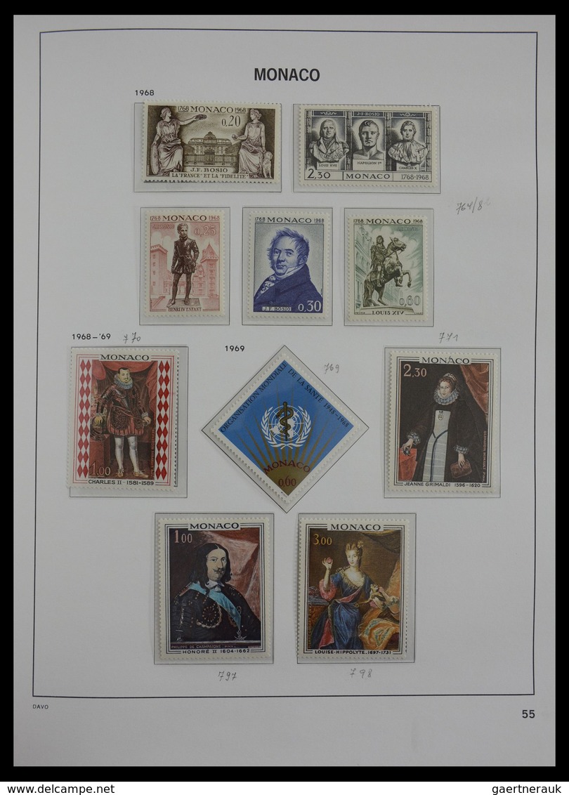 Monaco: 1885-2013: Very well filled, MNH and mint hinged collection Monaco 1885-2013 in 6 Davo luxe