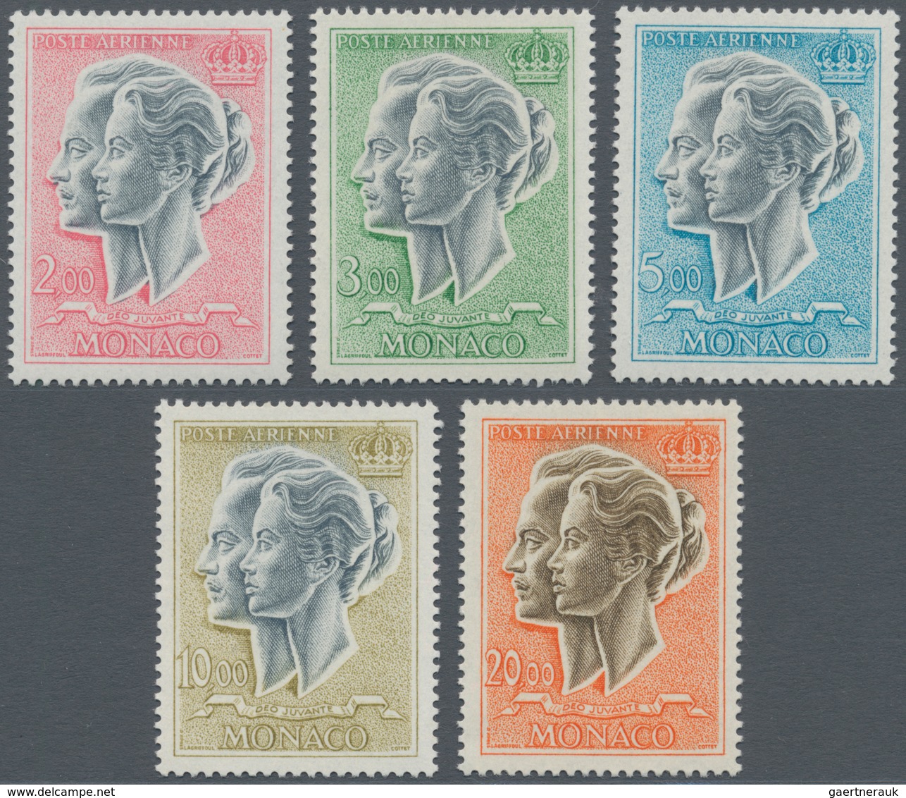 Monaco: 1966/1971, Prince Rainier III. And Gracia Patricia Complete Set Of Five High Denominations 2 - Ungebraucht