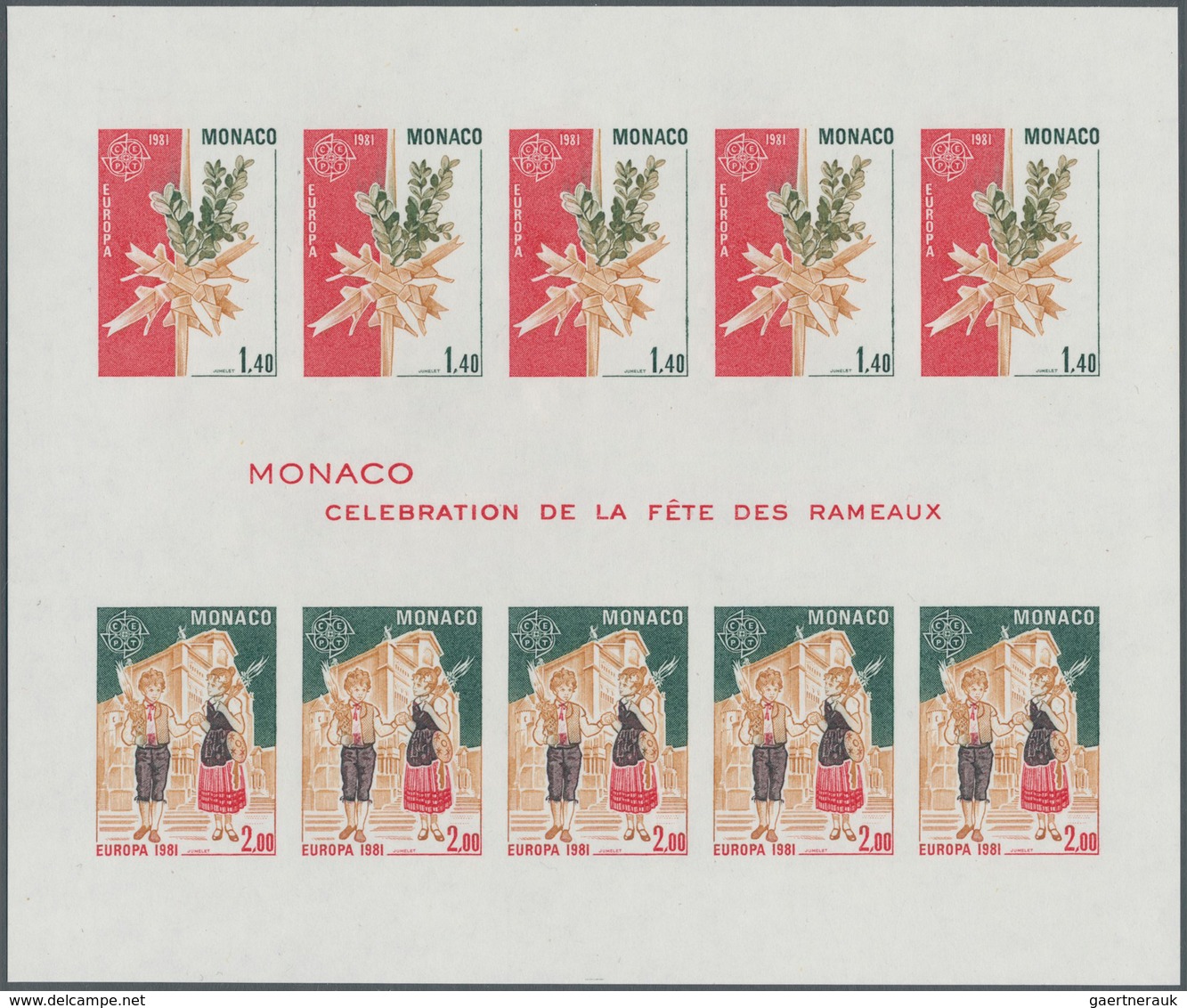 Monaco: 1981, Europa-Cept, Souvenir Sheet IMPERFORATE, 100 Pieces Unmounted Mint. Maury 1307A Nd (10 - Ungebraucht