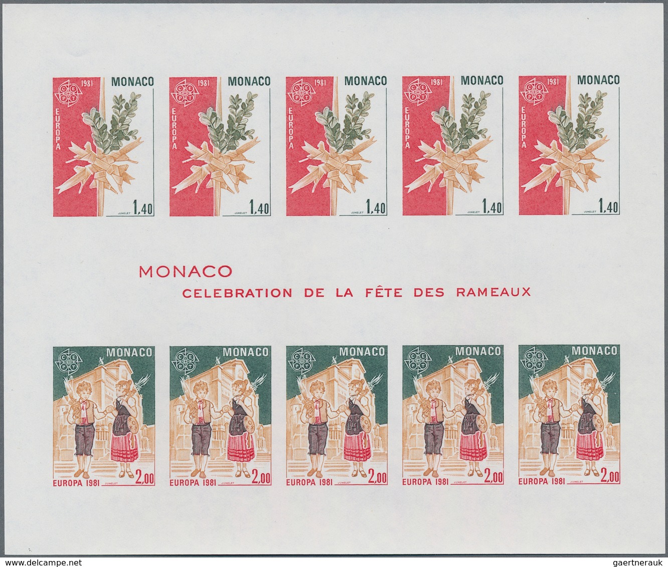 Monaco: 1981, Europa-Cept, Souvenir Sheet IMPERFORATE, 50 Pieces Unmounted Mint. Maury 1307A Nd (50) - Ungebraucht