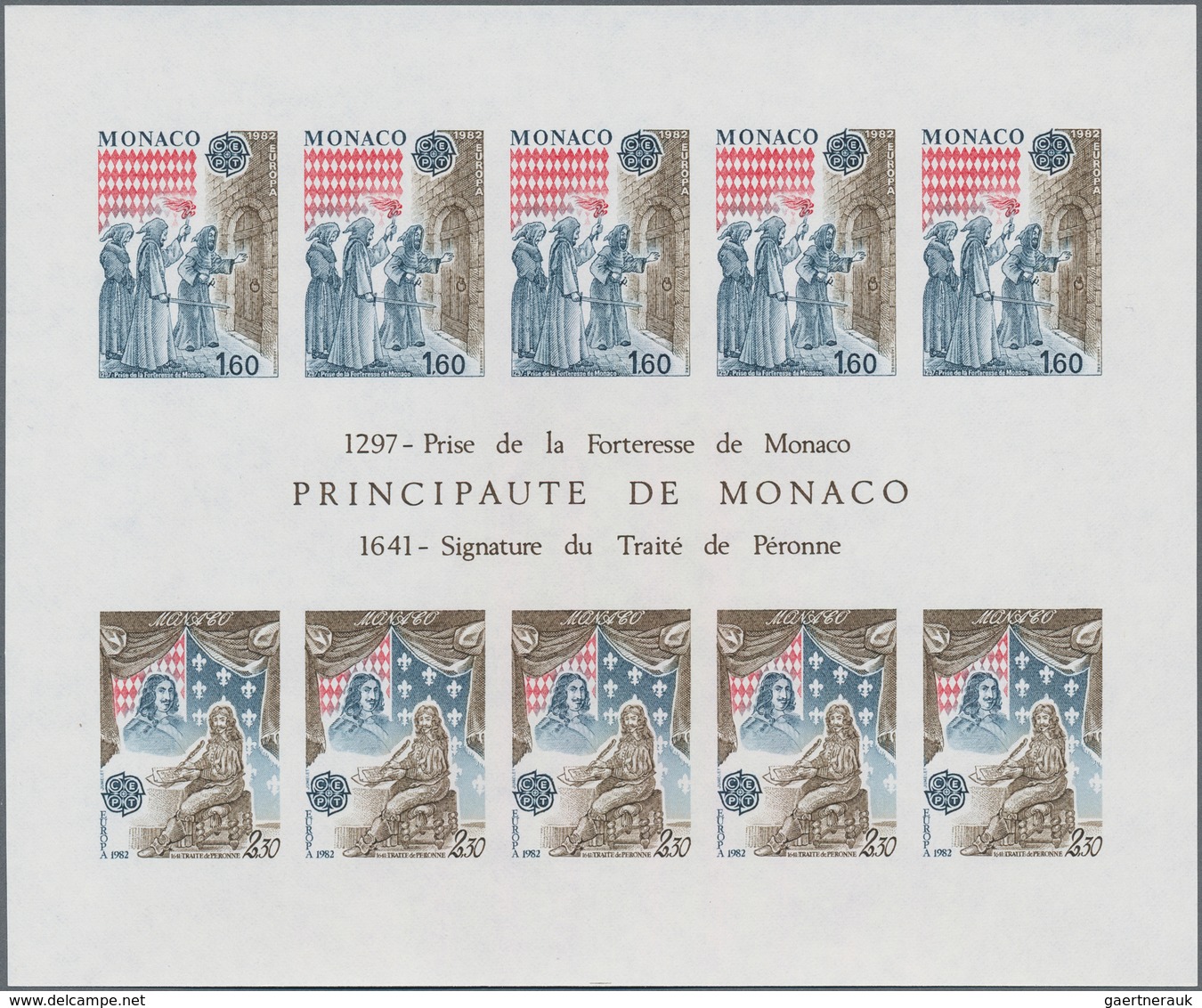 Monaco: 1982, Europa-Cept, Souvenir Sheet IMPERFORATE, 50 Pieces Unmounted Mint. Maury 1357A Nd (50) - Ungebraucht