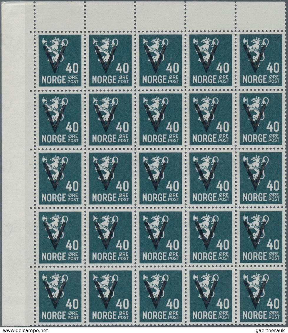 Norwegen: 1941, Definitive 40öre Grey With Opt. 'V' (Victory Issue) WITH Watermark In A Lot With 200 - Briefe U. Dokumente