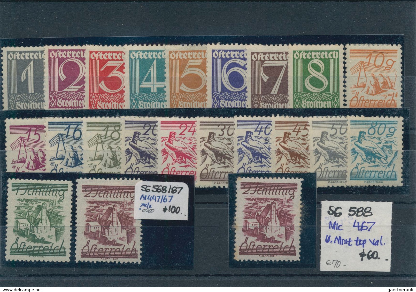 Österreich: 1850/1960 (ca.), sauber sortierter Bestand auf Steckkarten in zwei Ringalben, durchweg g