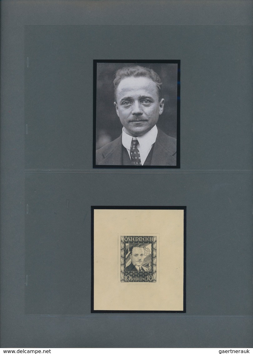 Österreich: 1936, DOLLFUß, sehr gehaltvolle Spezialsammlung der PROBEDRUCKE zur 10 Schilling Freimar