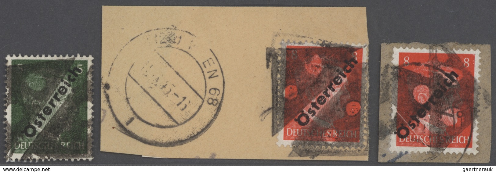 Österreich - Stempel: 1945, Sammlung Der WIENER KLECKSSTEMPEL Auf Überdruckausgaben In 7 Bänden, Ges - Maschinenstempel (EMA)