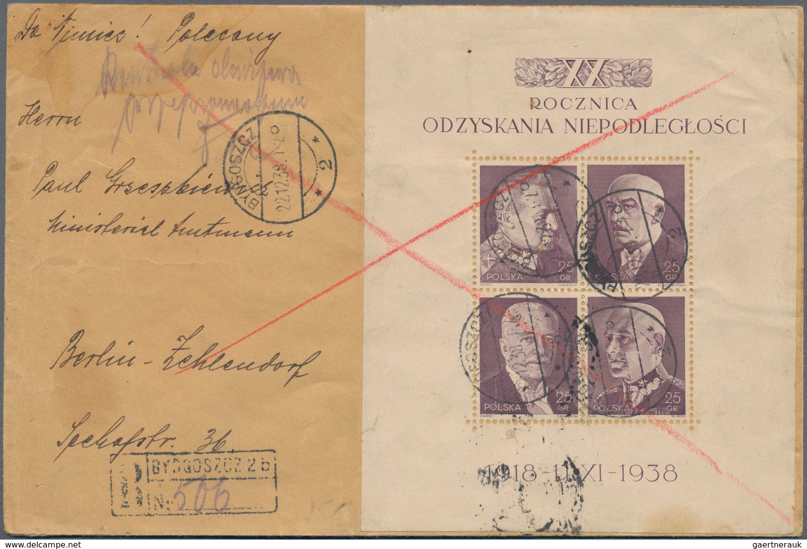 Polen: 1919/1939, Lot Of 29 Covers/cards, Almost All To Foreign Destinations (incl. USA), Also Regis - Briefe U. Dokumente