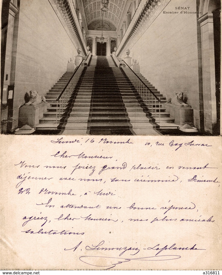 LETTRE DU SENAT  ESCALIER D HONNEUR - Partis Politiques & élections