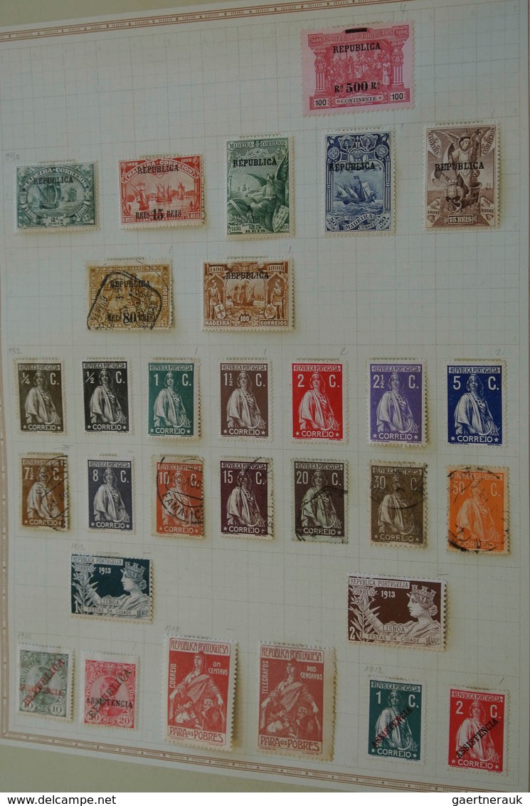Portugal: 1853/1925: Mint hinged and used collection Portugal 1853-1925 on blanc albumpages in folde