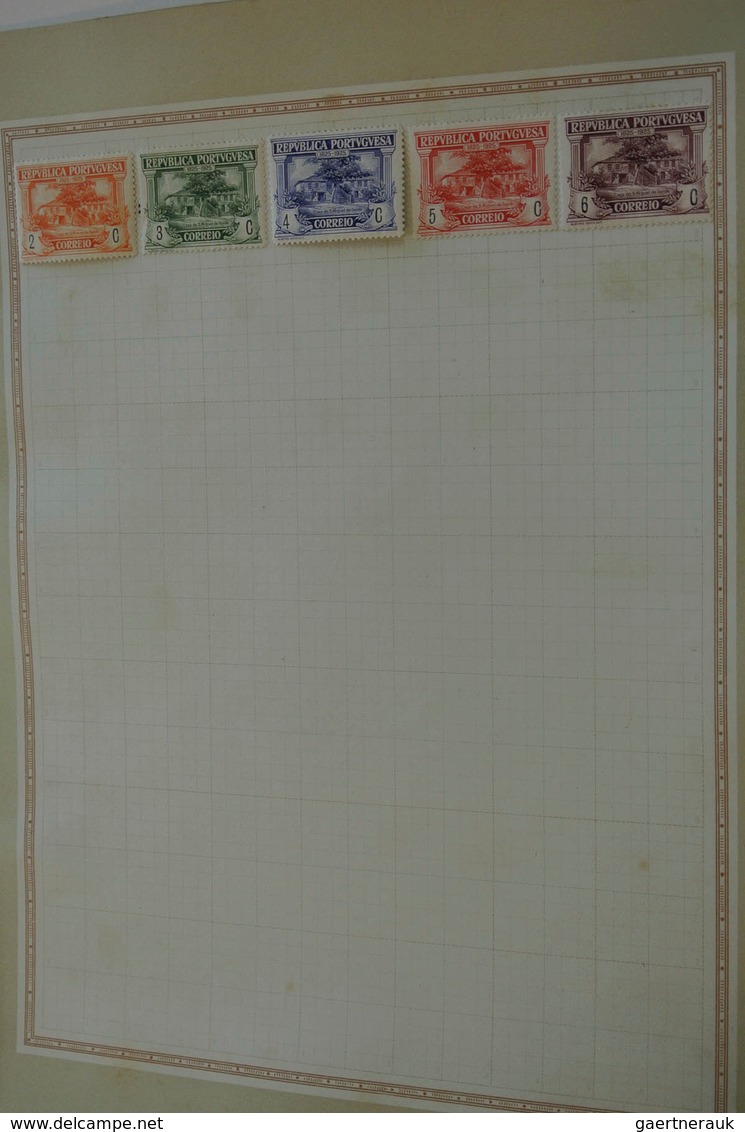 Portugal: 1853/1925: Mint hinged and used collection Portugal 1853-1925 on blanc albumpages in folde