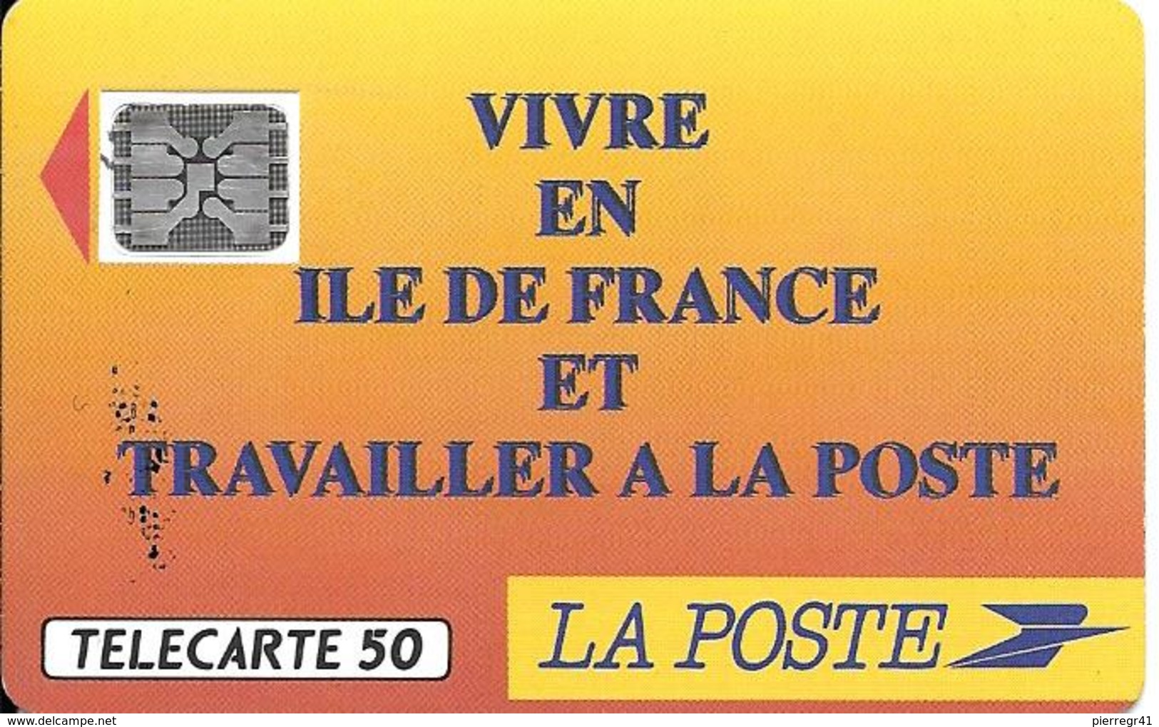 CARTE¤-PUBLIC-F136B-1990-50U-SC5An.590.2-Trou 6-LA POSTE-Ile De France-1 Ge+1 Pe+2 Ge-1Pe-21441-R° Maculage-  TBE-RARE. - 1990