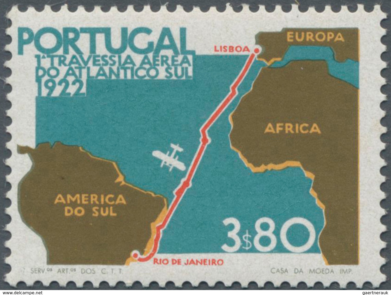 Portugal: 1972, 50 Years First Flight Lisbon To Rio De Janeiro 3.80esc. Perf. 13½ In A Lot With Ten - Sonstige & Ohne Zuordnung