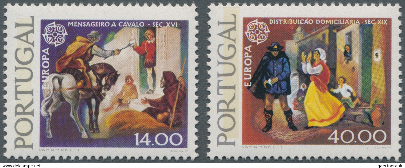 Portugal: 1979, Europa-CEPT ‚history Of Post‘ Set Of Two 14esc. And 40esc. With PHOSPHOR Strip In An - Sonstige & Ohne Zuordnung