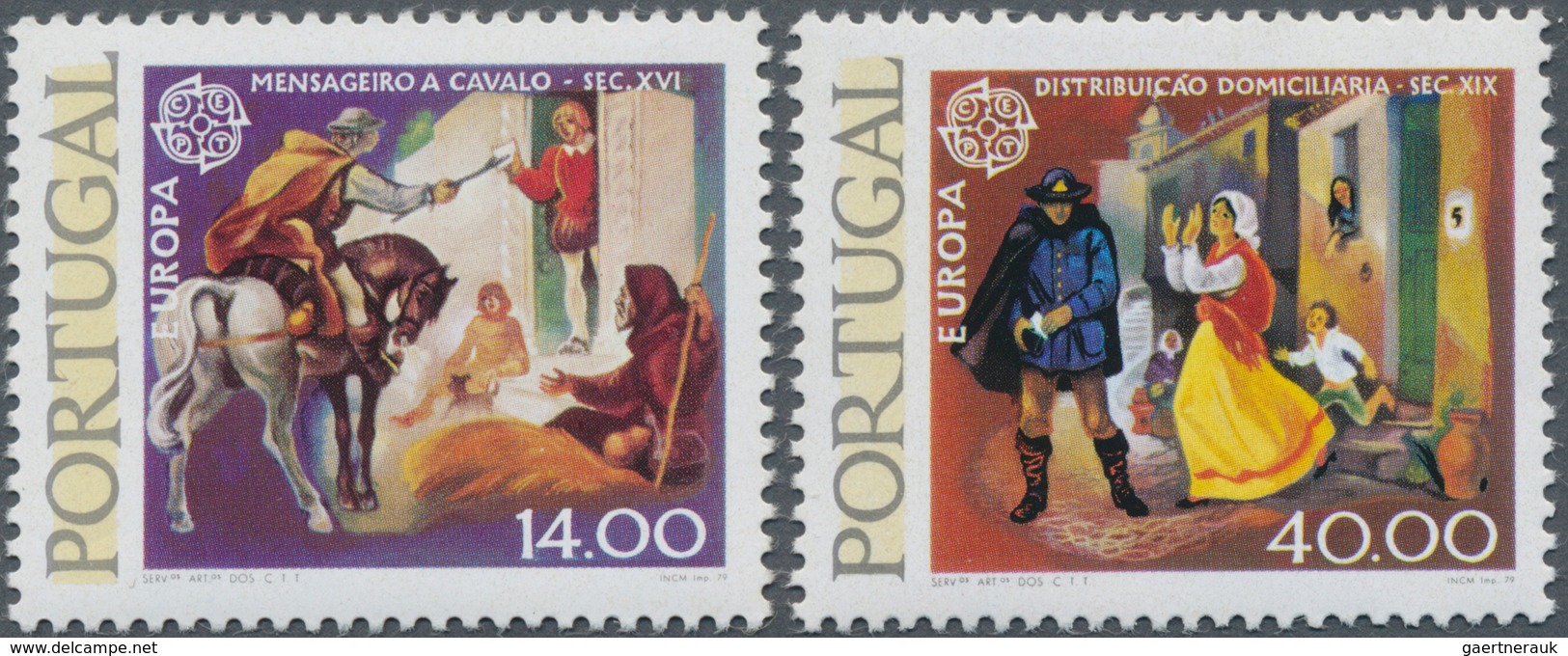 Portugal: 1979, Europa-CEPT ‚history Of Post‘ Set Of Two 14esc. And 40esc. With PHOSPHOR Strip In A - Sonstige & Ohne Zuordnung