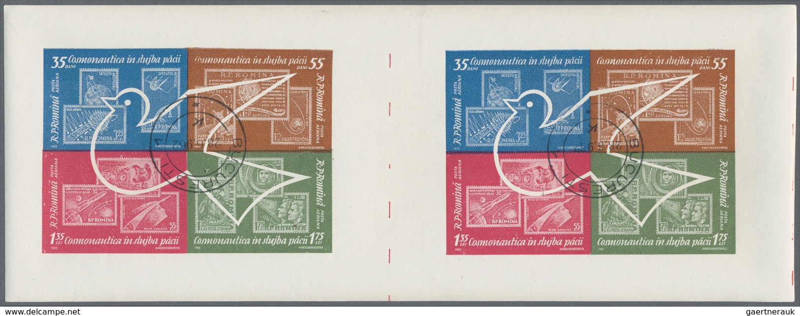 Rumänien: 1962, Weltraumforschung, Blockausgabe, 500 Zusammenhängende Blockpaare Mit Klischeestempel - Gebraucht