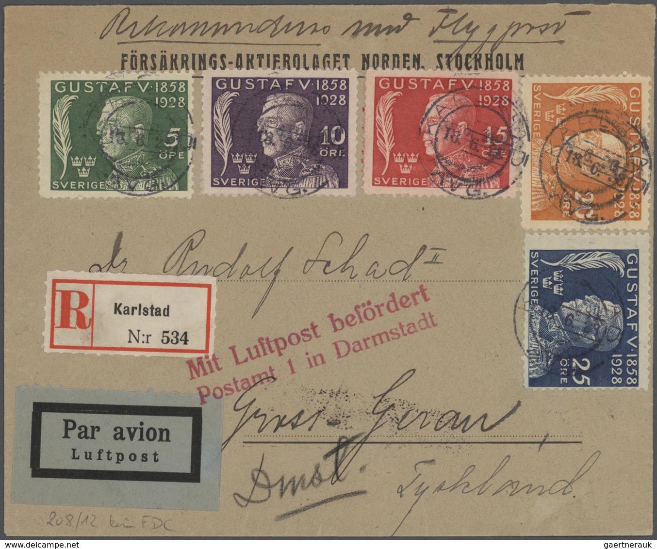 Schweden: 1722/1960, interesting lot of ca. 55 better covers and 9 regulations for post offices (172