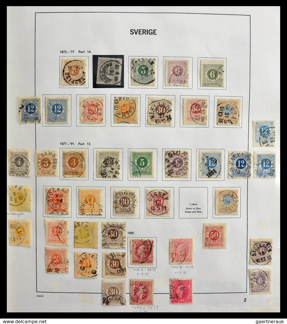 Schweden: 1855-1997: Almost Complete, Cancelled Collection Sweden 1855-1997 In Davo Album, In Which - Briefe U. Dokumente