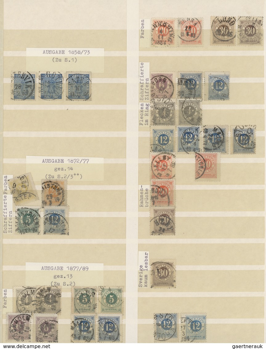 Schweden: 1858/1998, used colllection/accumulation in three Schaubek albums, well sorted from ancien