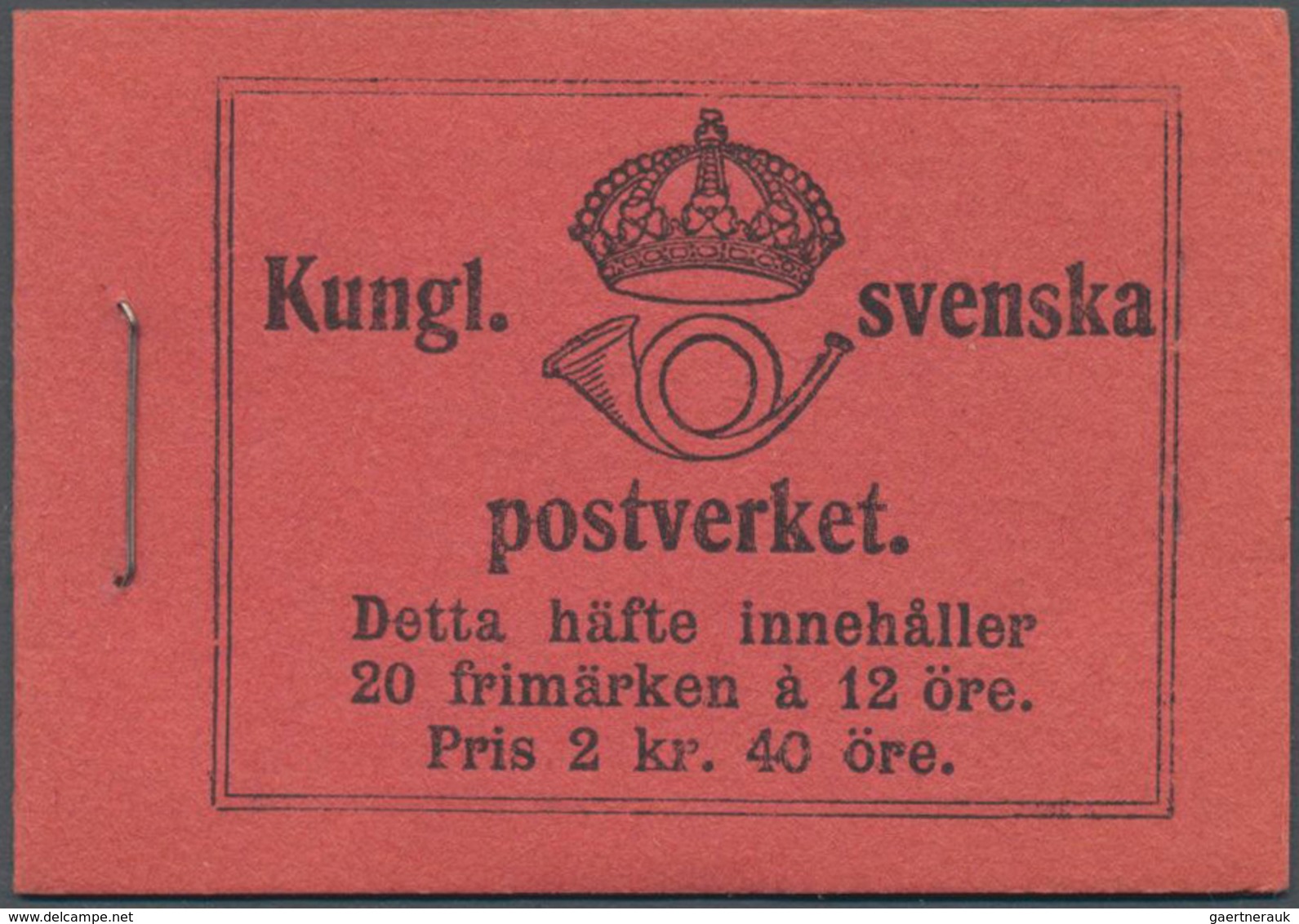 Schweden - Markenheftchen: 1918, King Gustaf V. Stamp Booklet 2kr. 40öre With Two Blocks Of Ten 12ör - 1951-80